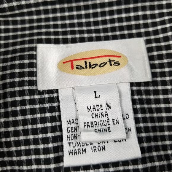 Talbots Black White Check Button Down Long Sleeve Top Size Large - Picture 4 of 4